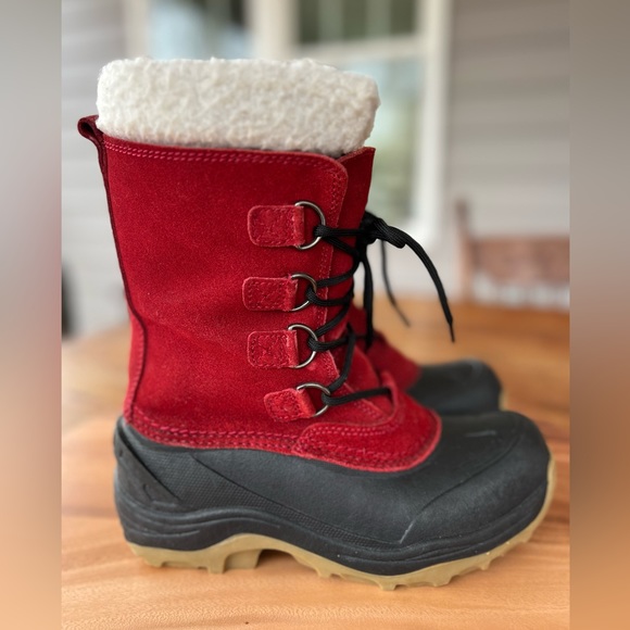 Lands’ End Red Faux Suede Removable Liners Snow Duck Boots Boys Size 3 - Picture 5 of 16